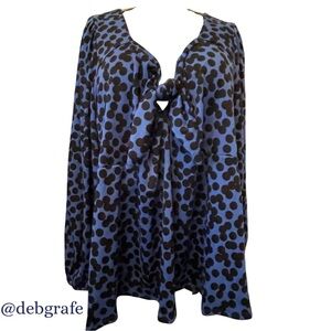 Ava & Viv Women’s Plus Size 4X Polka Dot Blouse Blue/Black Long Sleeve Top